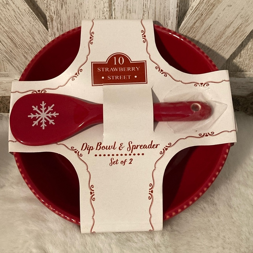 10 Strawberry Street Holiday Dip Bowl with Spreader